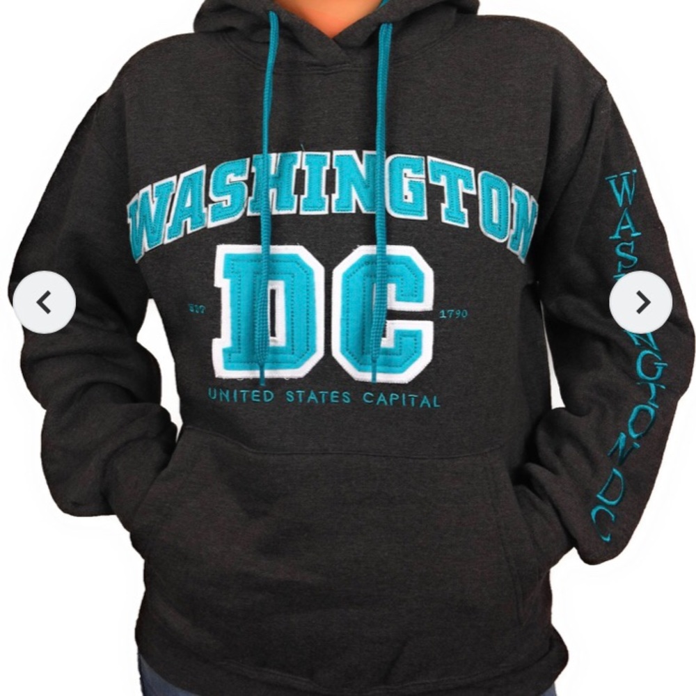 Dark Gray Teal Printed Washington DC Hoodie